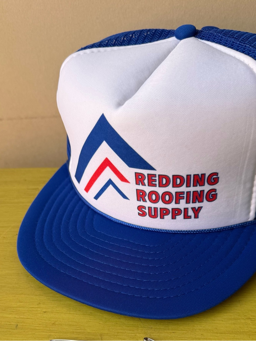 vintage Red White & Blue Trucker Hat SnapBack Redding California